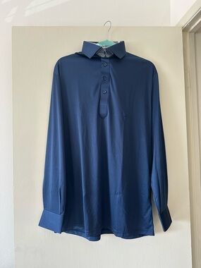 Men's Long-Sleeve Navy Polo Shirt